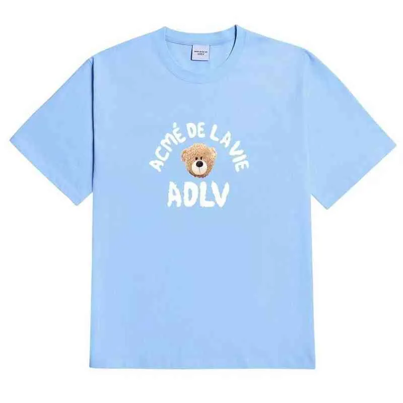 ADLV 패션 브랜드 ADLV 연인을위한 새로운 테디 베어 티셔츠 느슨한 짧은 슬리브 유니니스 렉스 5 Tshirts 브랜드 T 남성용 티셔츠 패션 B3를위한 셔츠