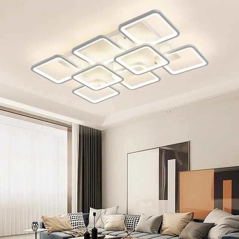 Plafond moderne à LEDs géométrique carré en aluminium lustre éclairage pour salon chambre cuisine maison lampe luminaires 290j
