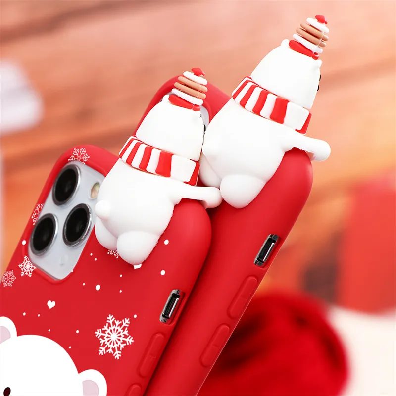 3D 크리스마스 인형 소프트 TPU Xiaomi Redmi Note 9 8 7 6 5 8T Pro 9S 9A 8A MI 11 A3 10 LITE CC9E CC9 A2 만화 전화 커버