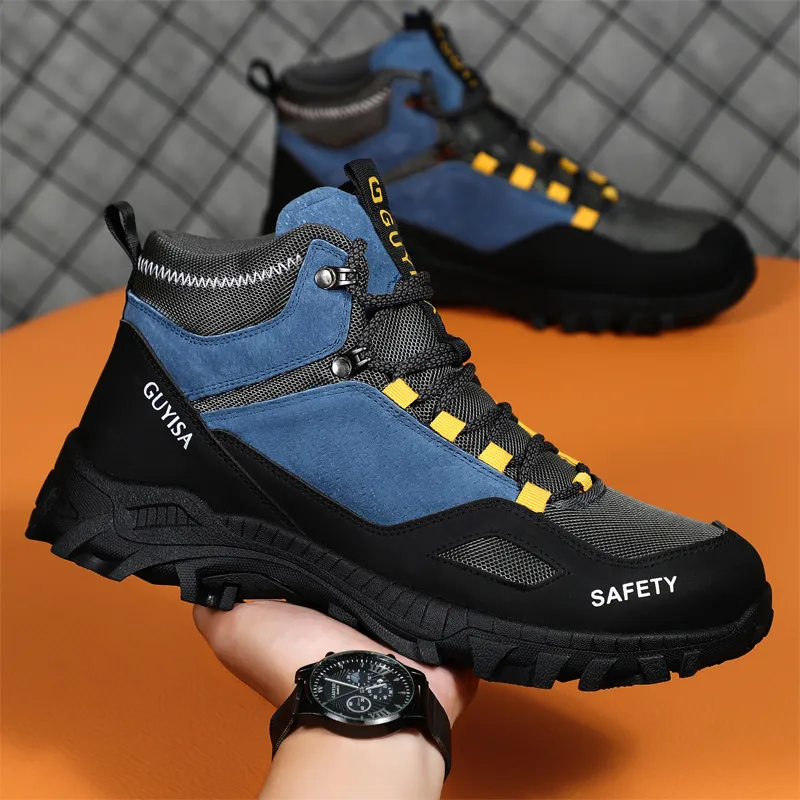 2022 Yeni Kış Ayakkabı Çalışma Sneakers Erkek Koruyucu Ayakkabı Mavi Güvenlik Ayakkabı Erkekler Çelik Burun Çalışma Çizmeler Delindir Korumalı Erkekler