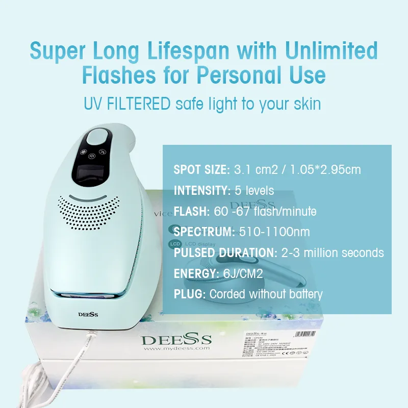 DEESS GP590 Laser Epilator Hair Removal Permanent 0.9s Painless Cool Ipl Laser Hair Removal Machine Unlimited Flashes Dropship 220323