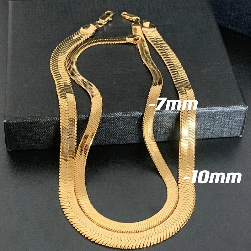 Correntes 10mm cadeia de cobra para mulheres homens cor de ouro plana herringbone gargantilha colar hip hop moda jóias giftchains310l