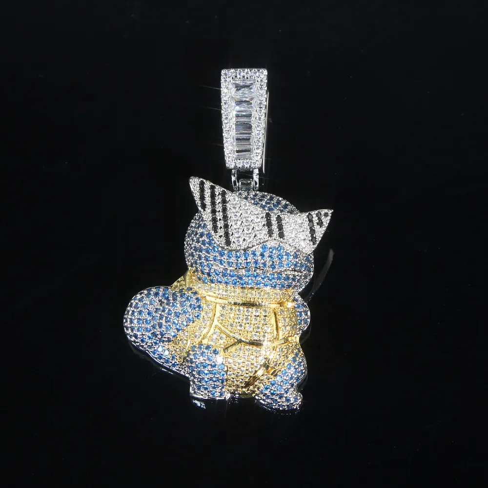 Iced Out Bling Cz Cute Turtles Anhänger Halskette Micro Pave Kubikzircon Herrenmode Hip Hop Punk Jewelry240u