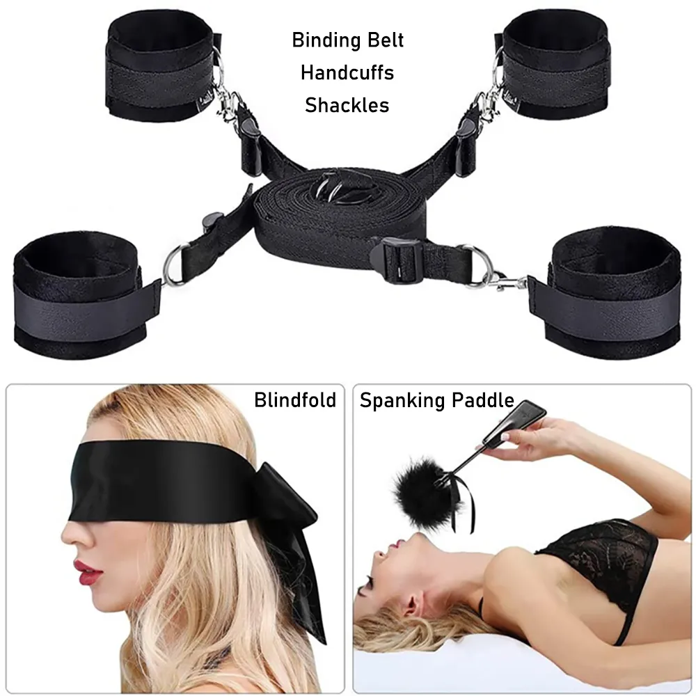 Massage Bed BDSM Bondage Restraints Sex Flirting Handcuffs Limbs Bound Sex Bondage Set Couples Fetish Training Slave SM Game Sex Toys