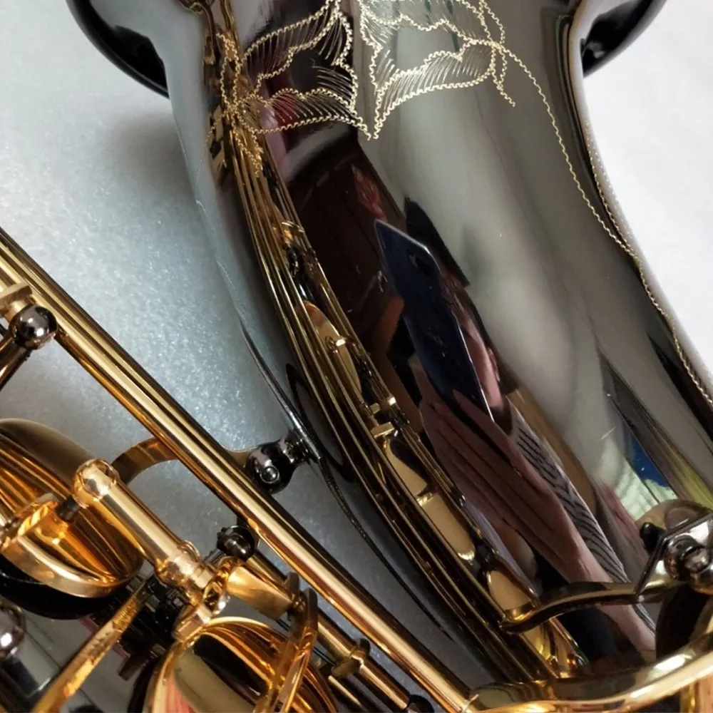 Siyah Altın Orijinal 901 Yapı Modeli BB Profesyonel Tenor Saksafon Siyah Nikel Altın Malzeme Desen Saks Jazz Enstrüman