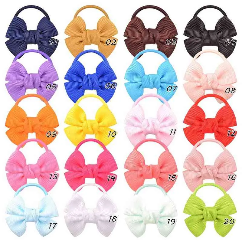 20 sztuk / partia Dziecko Kolorowe Mini Solid Hair Łuki Cute Baby Bow Newborn Decoration Elastyczna Włosy Zespół Dzieci Akcesoria Do Włosów AA220323