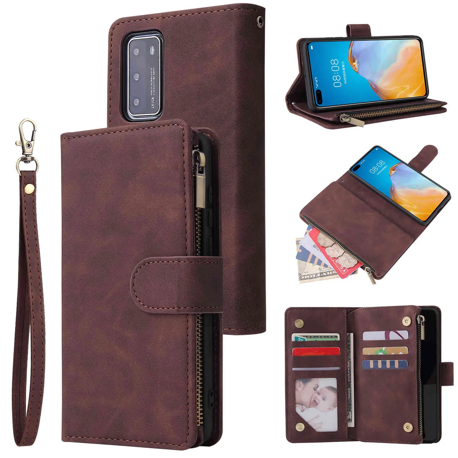 Étuis en cuir pour Huawei P40 P30 Pro P20 Lite P Smart Plus 2019 Honor 10 Lite 20i 20 Pro Mate 30 Lite Pro Wallet Flip Phone Cover