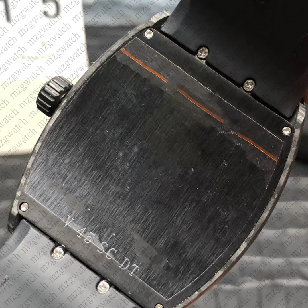 orologi da uomo Movimento automatico della macchina 44mmX55mm Cinturino in caucciù Specchio ad arco in zaffiro Quadrante in seta2917