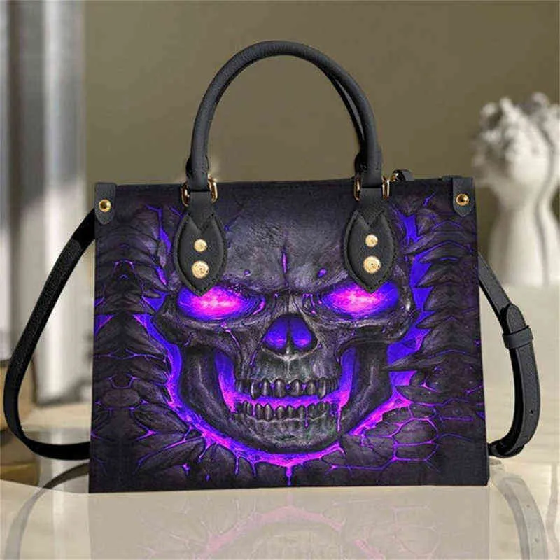 HBP Halloween Skull Design Digital Print Print Handbag Women PU LARGE CATERATION CATED BAG 220805