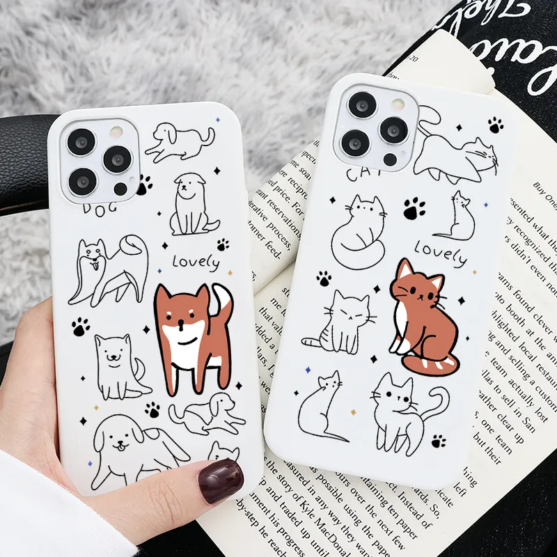 Cartoon Dog Animal TPU Przypadki dla Xiaomi 11t MI 11 10t CC9E Redmi Note 5 7 8 8t 9 9s 10 9t Pro Max Lite POCO M3 X3 F3 9C NFC Fundda