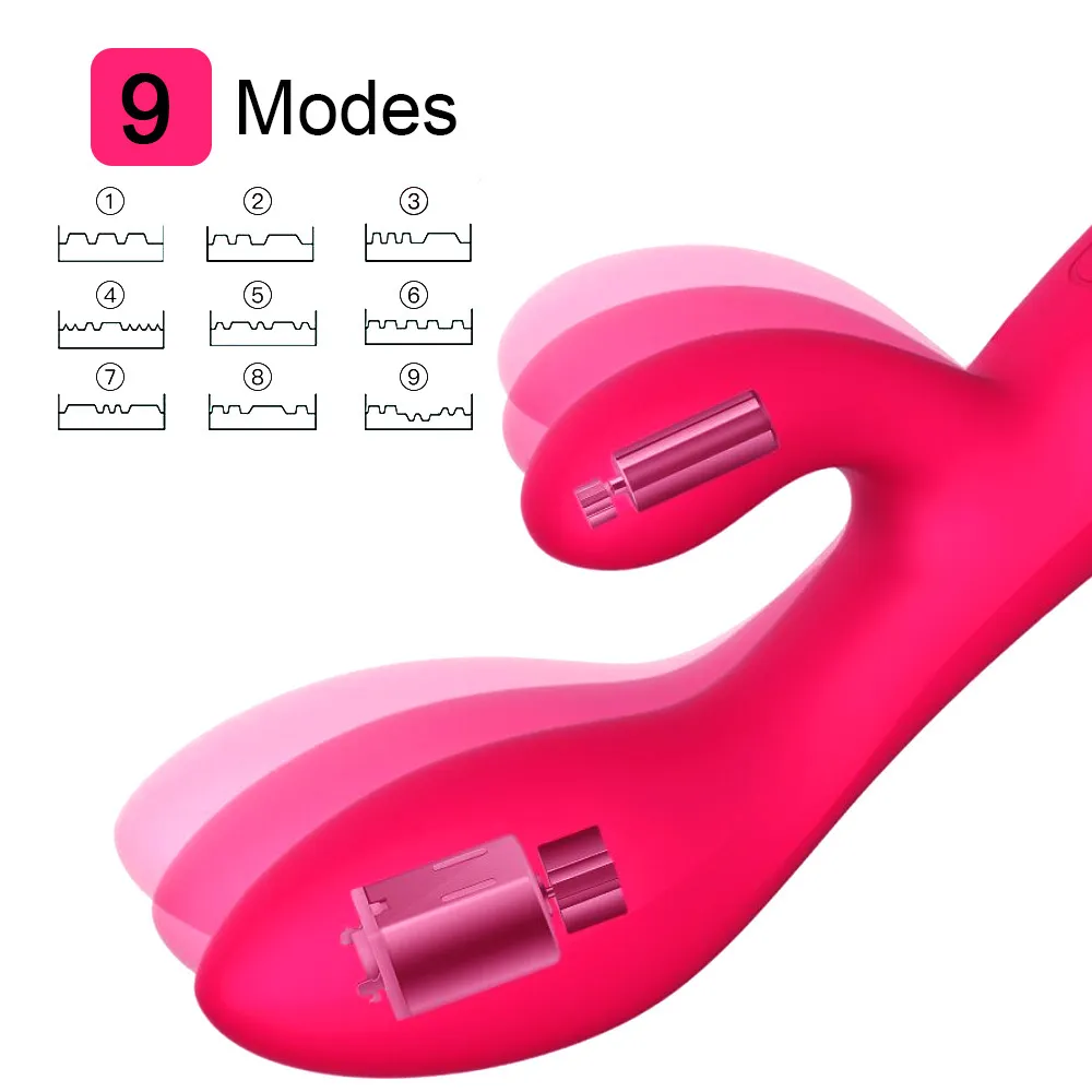 Olo lapin vibrateur gode g-spot massage féminin masturbation vagin clitoris stimulateur 9 mode adulte jouets sexy pour femme