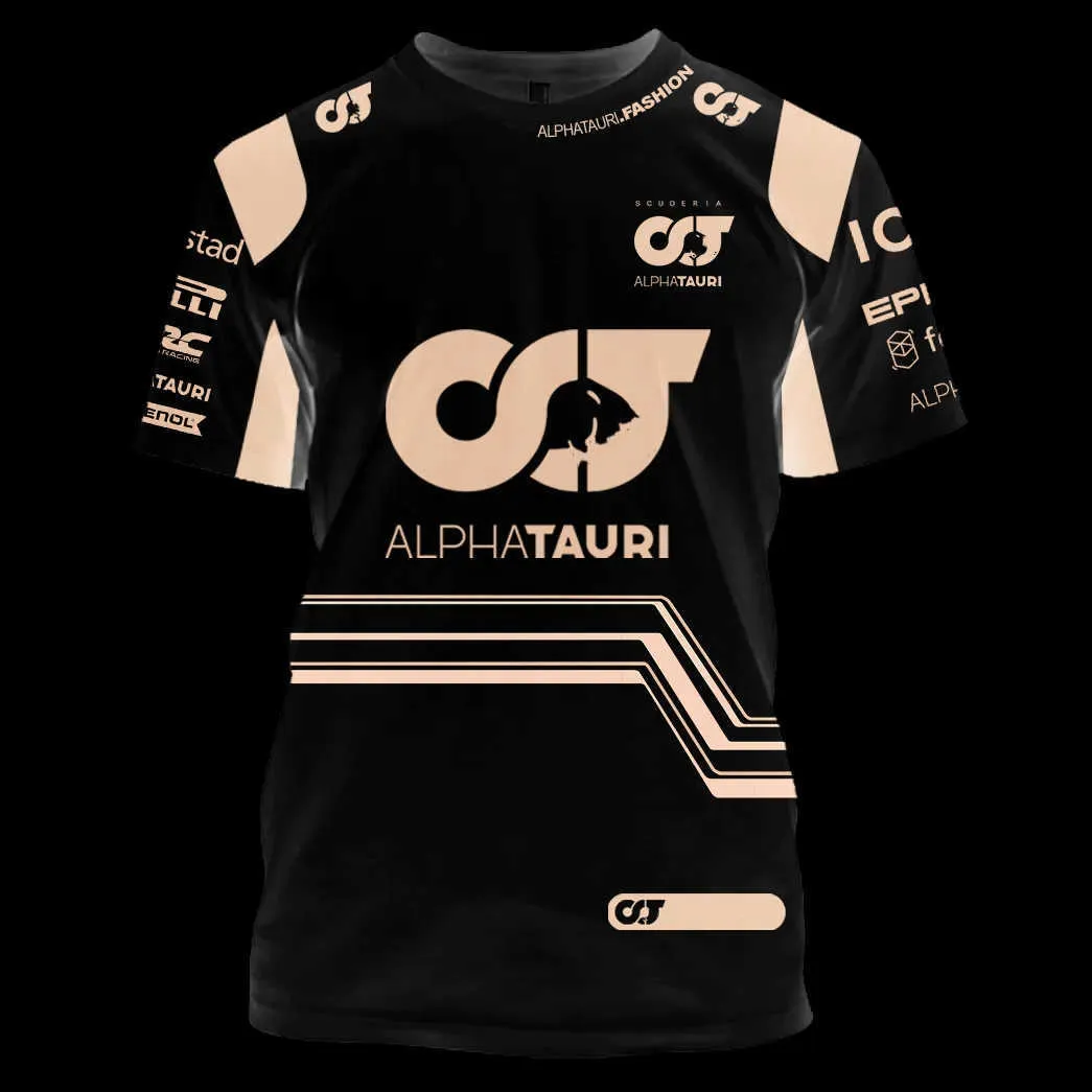 F1 Takım Yarışı Erkek ve Kadın Tişörtleri Scuderia Alpha Tauri Formula Bir Tekdüzen Takım Moto Tee Bisiklet Jersey Plus Boyut
