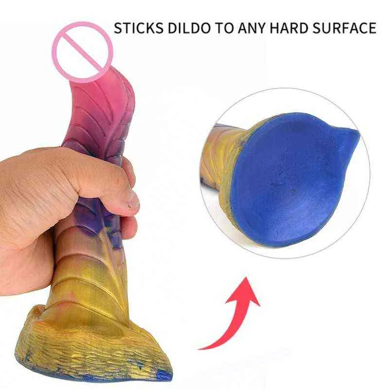 Nxy Dildos Dongs New Monster Dildo Anal Plug Strap on Vaginal Anus Butt Monster with strong Suction Cup Sex Toys for Women and Men 220511