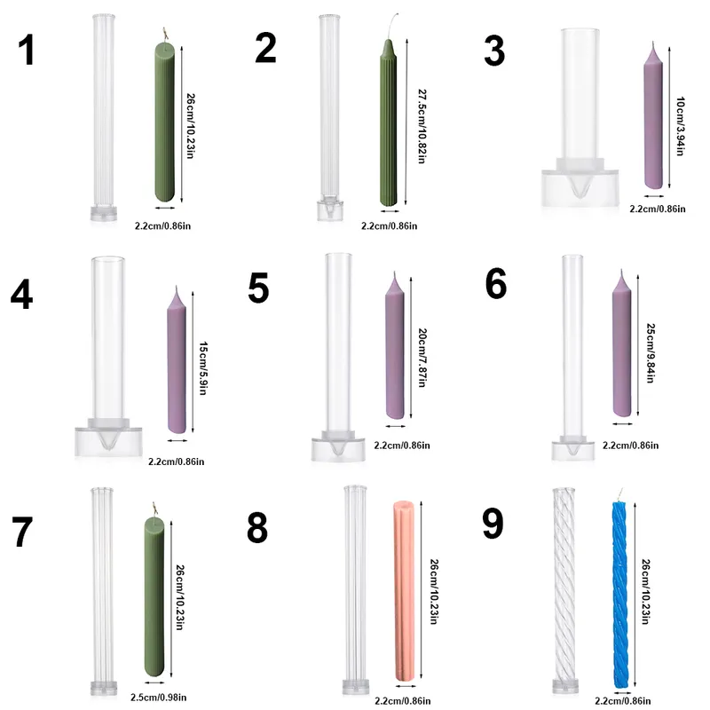 長いポールキャンドル金型石鹸製造ストライプマッチラージシリンダーリブハンドメイドプラスチック粘土ツールDIYクラフト教会ウェディングサプライ220721
