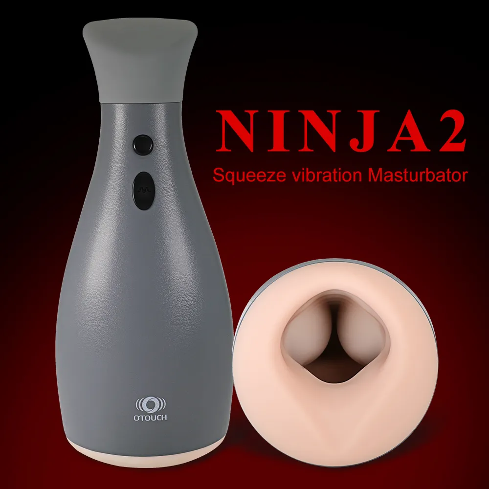 Otouch Ninja 2 Onani Cup för män Mänskliga Masturbator Vibratorer Dual Breast Blowjob Vakuumpump Penis Massager Oral Sexy Leksaker