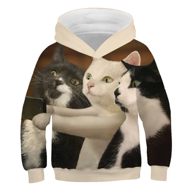 Hoodies & Sweatshirts Fashion Cat Teen Girls Boys 3D Printed Hooded Swea 220824