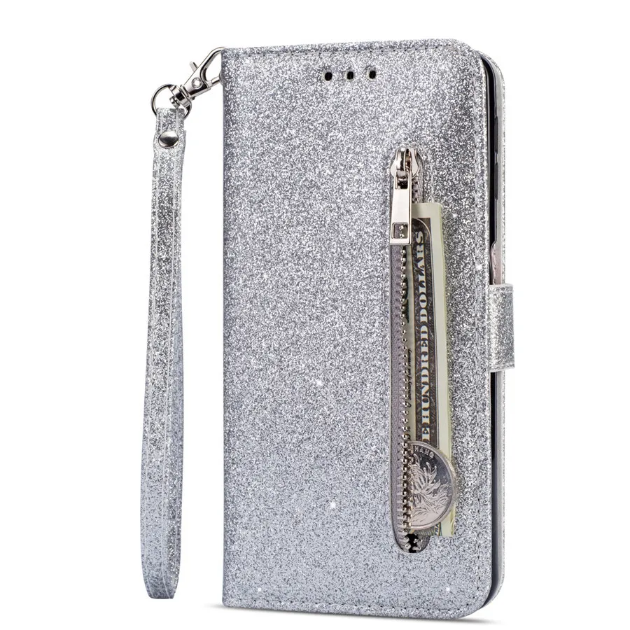 Fashion Glitter Leather Wallet Card Slots Flip Cases For Samsung A10 S A20 E/S A30 A40 A50 A70 A21S A31 A51 A71 5G Case Cover