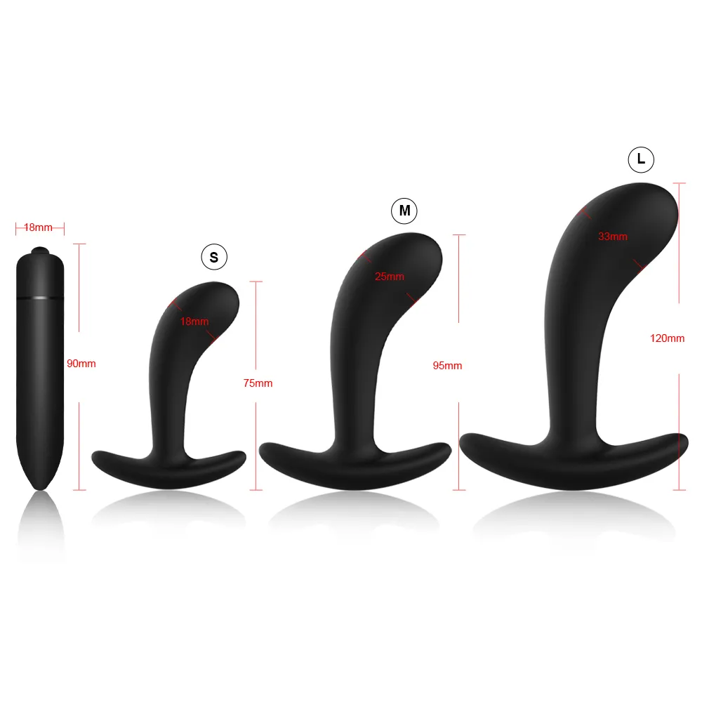 3 Storlek Silikon Butt Anal Plug Bullet Vibrator Prostate Massager Vuxen Sexiga leksaker för män/kvinnor Couples Trainer Buttplug