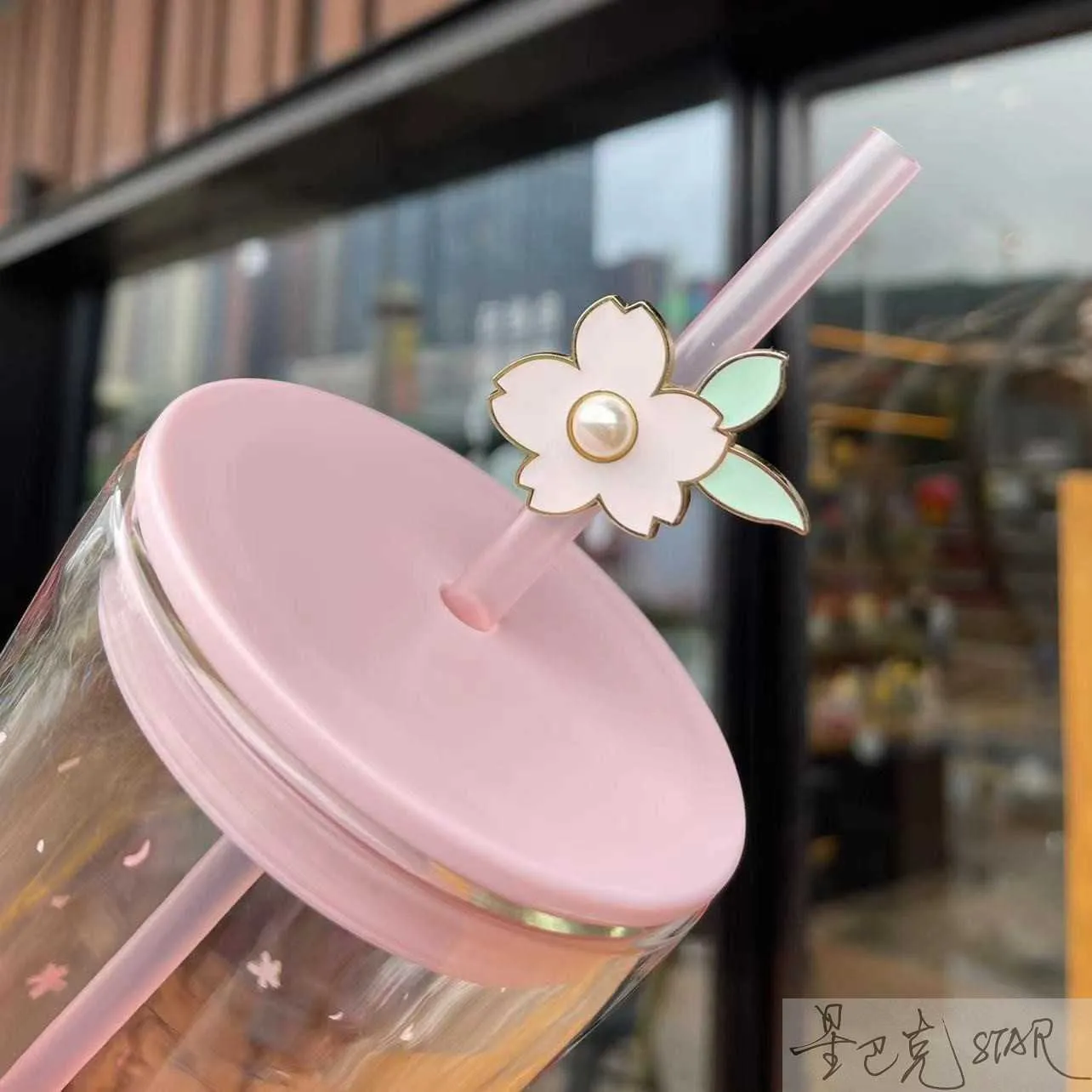 Starbucks New Cup Rosa 591ml Bird Singing Flower Fragrance Dubbelskikt Glas Högkapacitet Kaffe Drinking Cup