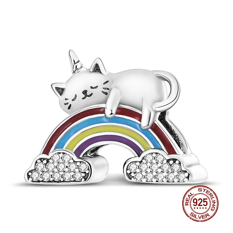 925 Silber Fit Pandora Charm 925 Armband Anhänger Rosa Hund Vogel Heißluftballon Perlen Charms Set Anhänger DIY Feine Perlen Schmuck