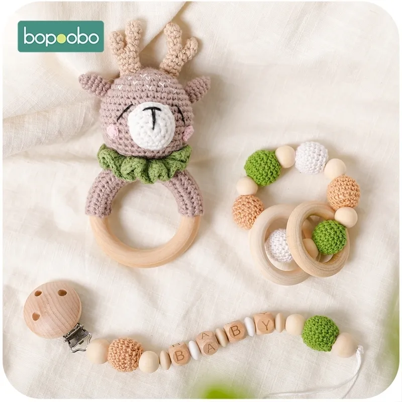 Bopoobo bébé hochets Crochet lapin hochet jouet anneau en bois bébé dentition rongeur bébé Gym Mobile hochets né jouets éducatifs 220531
