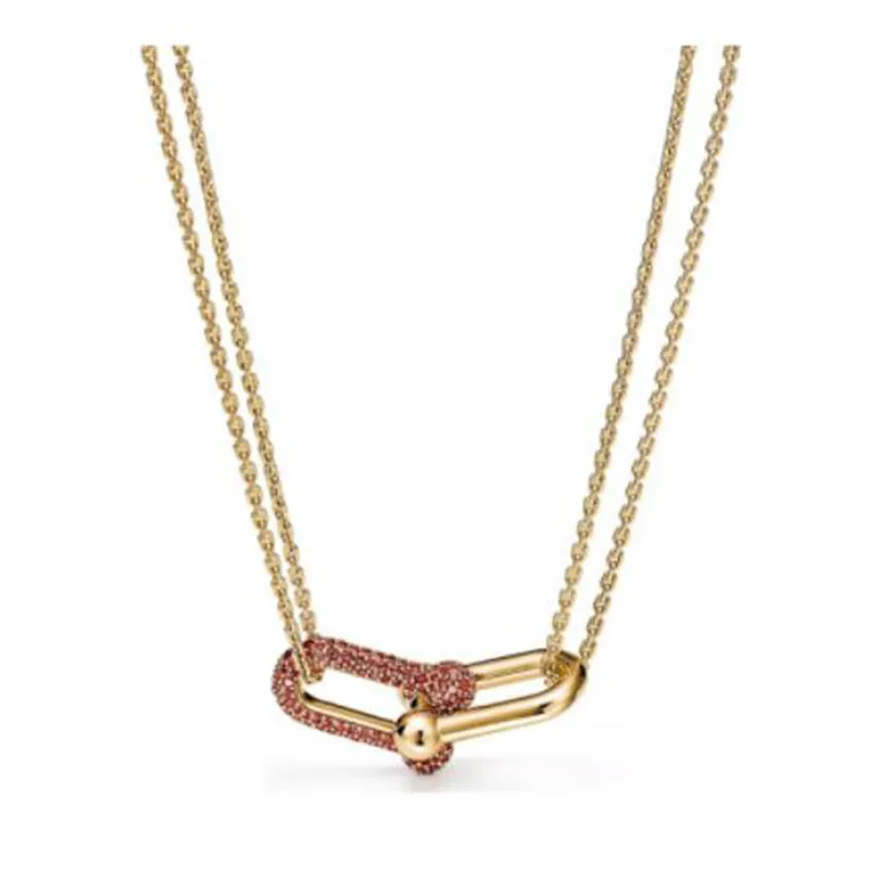 Moda de luxo hardwear jóias colar designer ferradura pingentes série colares rosa ouro platina longa cadeia diamantes adult304V