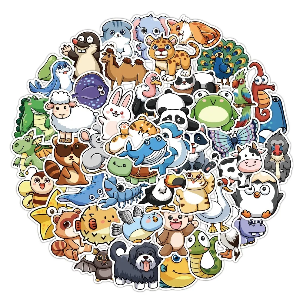 Ny 10/20/50st Kawaii Animal Stickers Diy Stationary Scrapbooking Graffiti Eesthetic Cartoon Vinyl Decal Gift for Children Toy