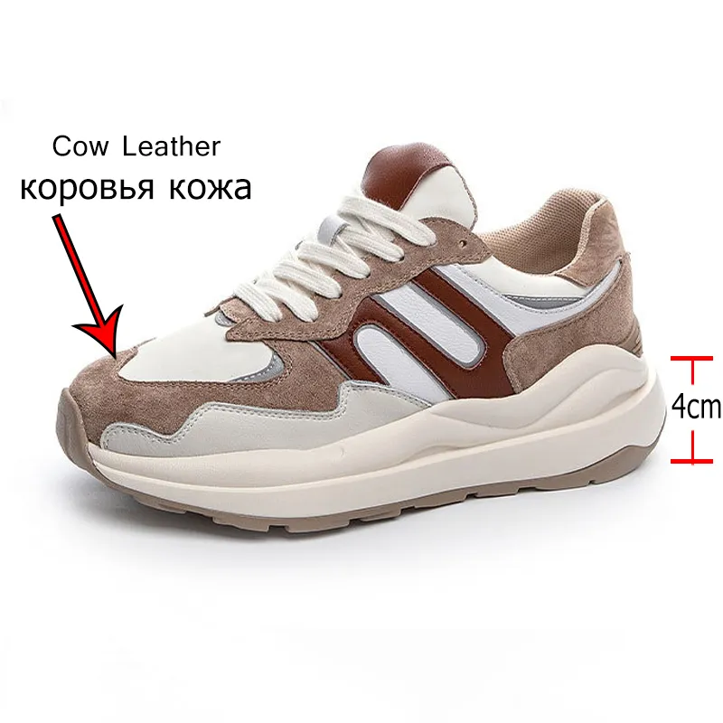 Taoffen Women Shoes Genuine Leather Sneakers Mixed Color Fashion Outdoor Ins Causal Shoes Female Ladies Footwear Size 3440 220812