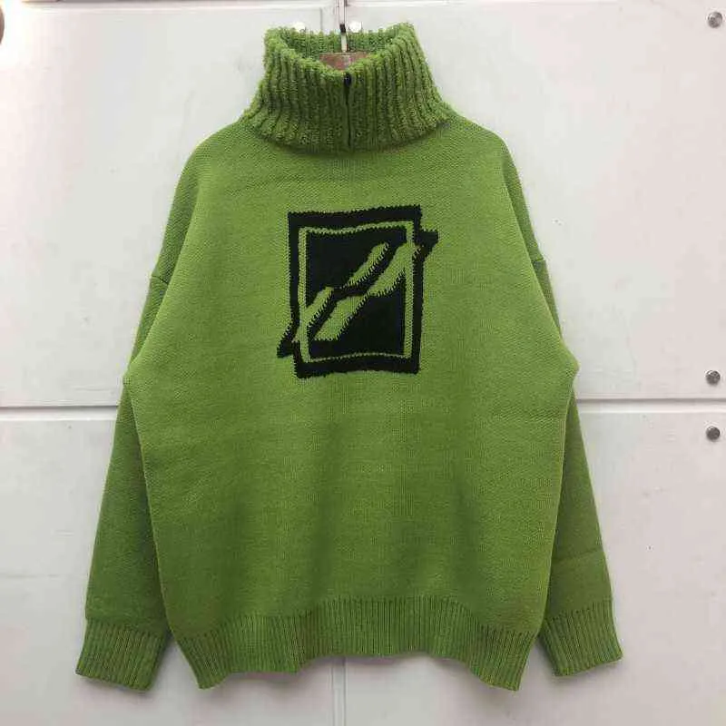 Sweater Half-Zip We11done Sweater Men Woman Crewneck Welldone Jacquard Heavy Fabric Loose Sweater T220721