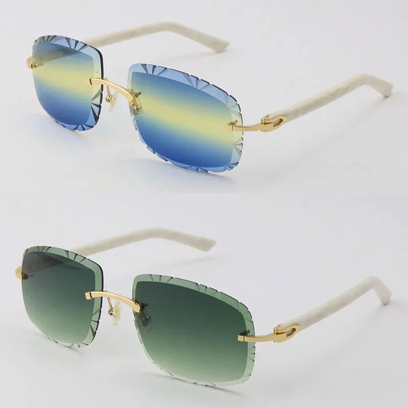 Whole T8200762 Randlose schwarze weiße Plank-Sonnenbrille Damenbrille Unisex-Sonnenbrille Fahren Metallrahmenbrille 18K Go190W
