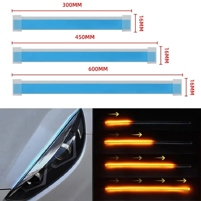 Yeni 2 piper araba LED DRL Gündüz Çalışan Işık Şeridi Su Geçirmez 30cm 45cm 60cm Esnek Yumuşak Tüp Kılavuzu Far LED STRIP IŞIKLAR