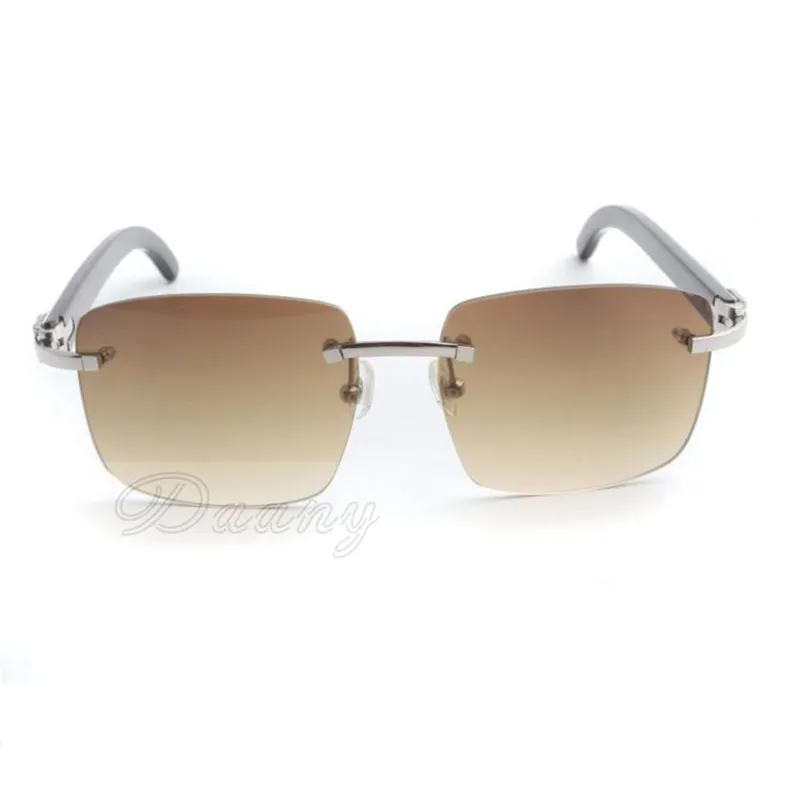 Óculos de sol sem aro 3524012-A com chifre de búfalo híbrido e lente de 58 mm255U