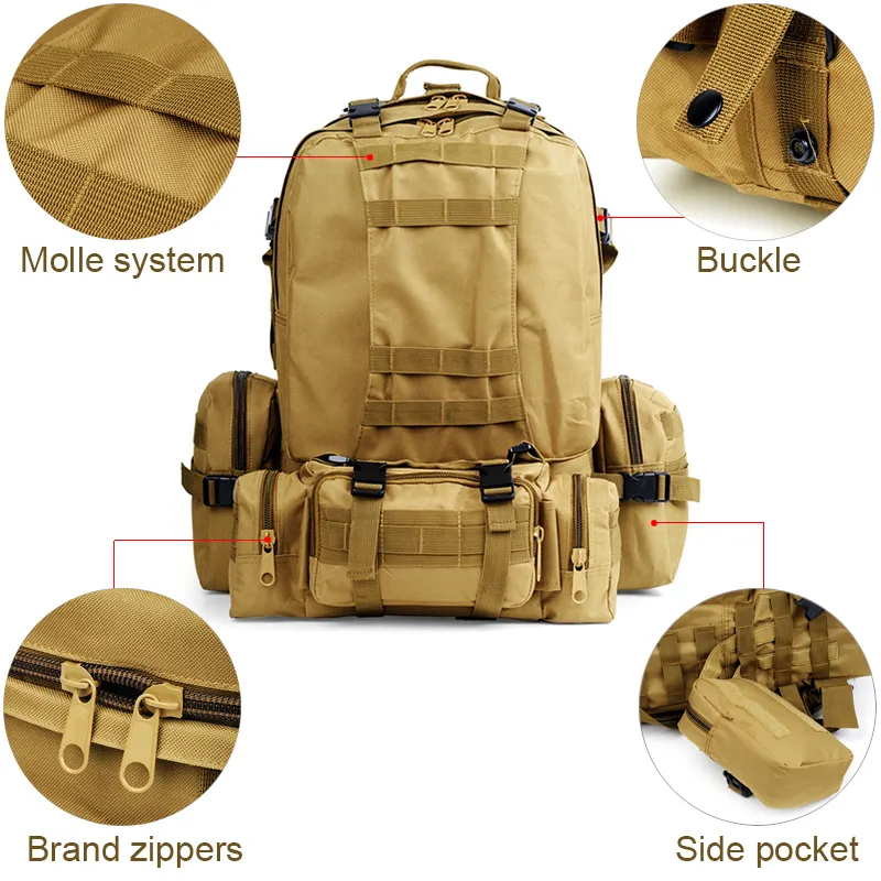 25-50L Tactical Backpacks Men's Military Hiking Trekking Travel Sport Bag Outdoor Climbing 220512