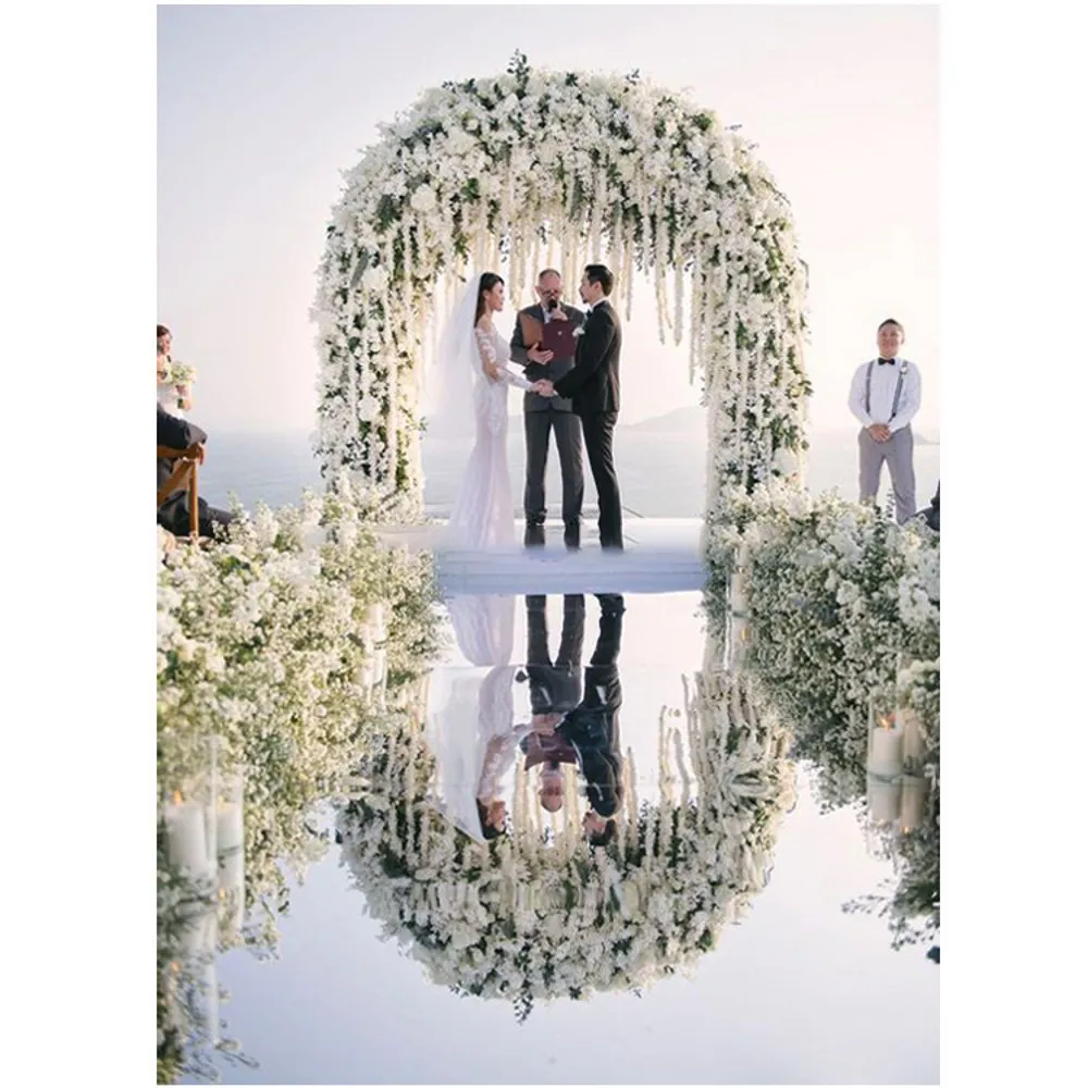 NEW 10 Meter Wedding Mirror Carpet T Stage White Silver Aisle Runner Rug Carpet For Wedding party Backdrop Decorations 0 12mm302H