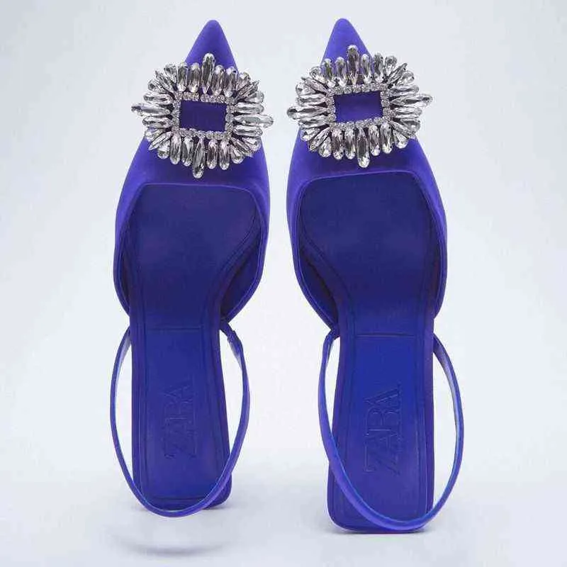 2022 ハイヒールの女性の靴ファッションポインテッドトゥライトヌードピンクダイヤモンド靴ローヒールレースアップシューズ女性のサイズ 43 サンダル G220520