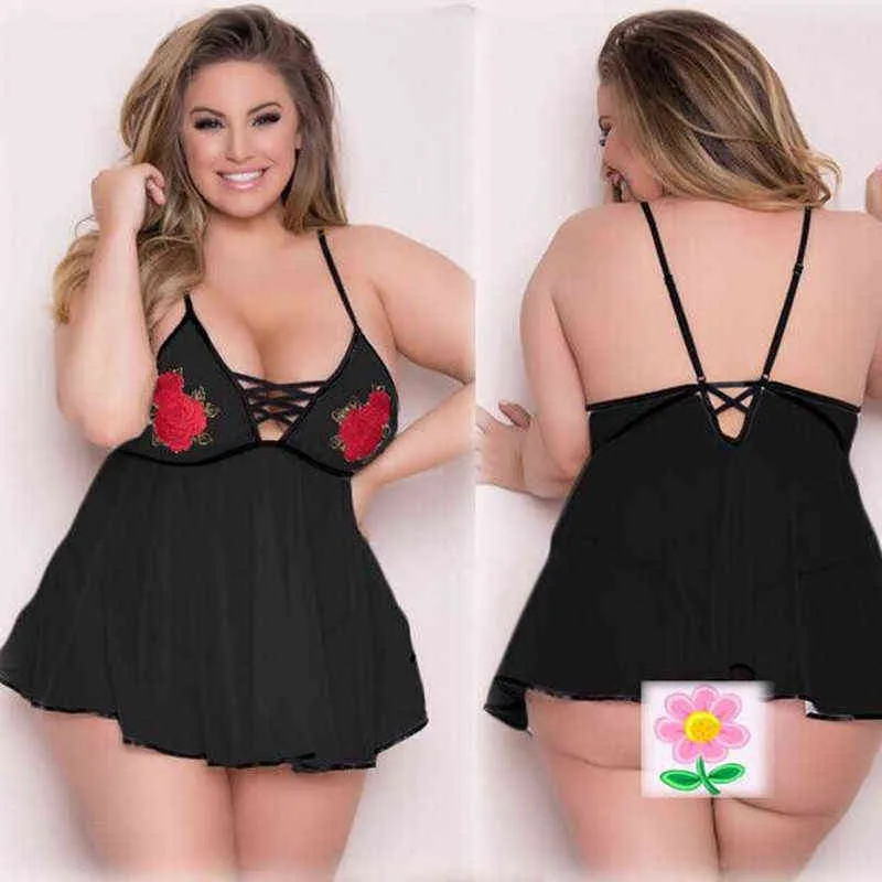 Nxy sexig underkläder plus size kvinnliga nätet genomskinliga underkläder babydoll underkläder sexig kvinna erotisk porr bodysuit se genom slutty kläder 220509