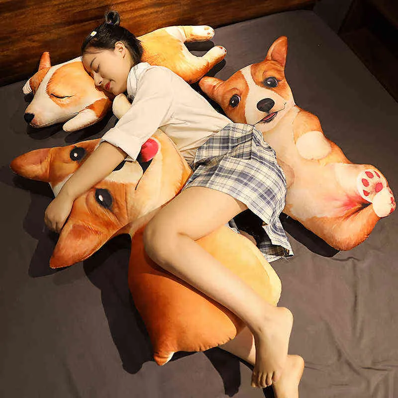 PC CM KAWAII Dリアルな犬のぬいぐるみクッションかわいいぬいぐるみソフト人形睡眠ソファー玩具for Kids J220704