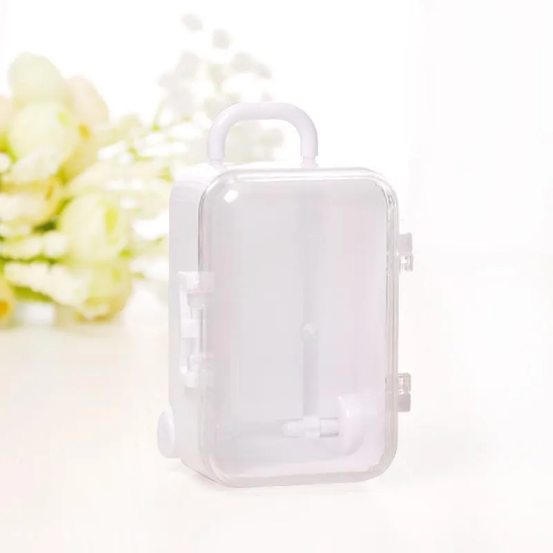 Present Wrap 12st mini Plastic Toy Travel Suitcase Candy Box Suit For Doll Wedding Party DecorationGift2089