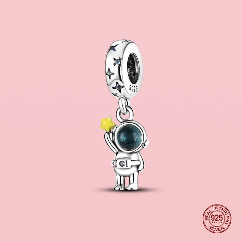 925 Silver Fit Pandora Charm 925 팔찌 열기 풍선 무지개 우유 매력 세트 펜던트 DIY 미세 구슬 보석