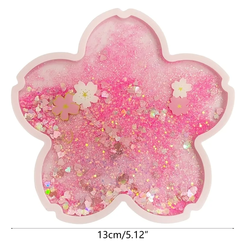 Glitter Cherry Coaster Blossom Quicksand Flash Sweet Drink S Non Slip Cup 220627