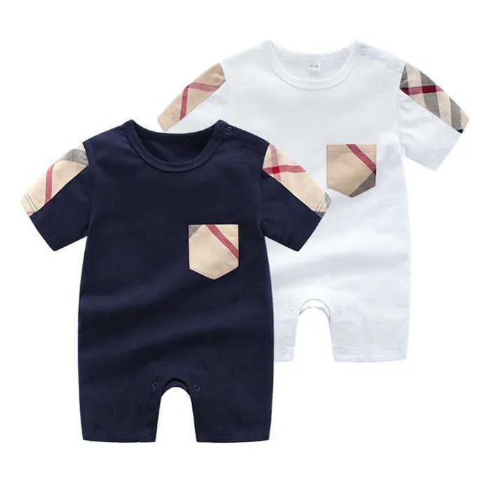 Mode sommar baby bodysuit flickor rompers design barn kort ärm jumpsuits spädbarn flickor bomulls pojke kläder