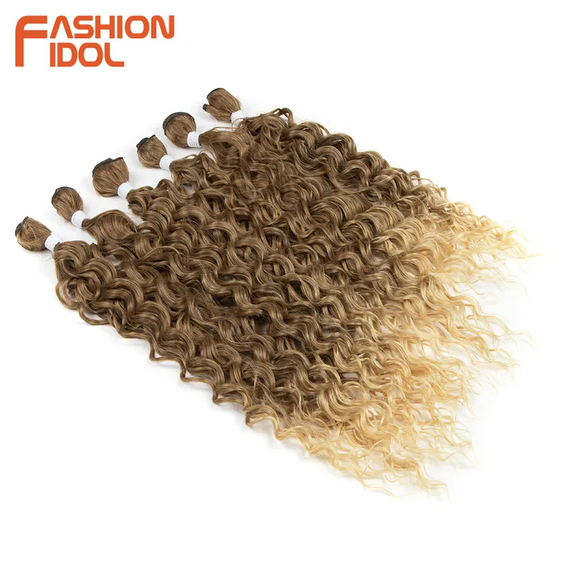 Fashion Idol Afro Kinky Curly Curly Bundle Extensions Synthetic Hair Estensions 24-28 pollici /Lotto Messiti di capelli biondi ombre donne nere 220622