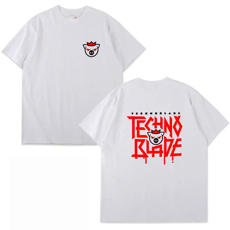 Technoblade Merch Print T Shirt Foe Men Women Street Hip Hop Söt grafisk kort ärm T-shirt Summer 100% Bomull Tee Shirt Male 220708