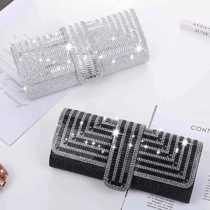 Avondtassen PU lederen avond handtassen voor vrouwen ontwerper luxe mode meisjes vrouwelijke shoppers prachtige strass geometrische patronen tassen 220318