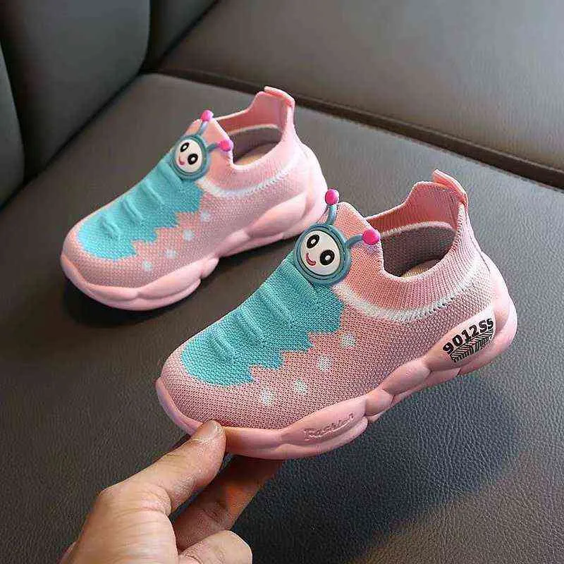 Kids Shoes Soft Bottom Sneaker First Walkers The caterpillar Sports Shoes Slip-On Girls Boys Cute Animal Running Shoe L220627
