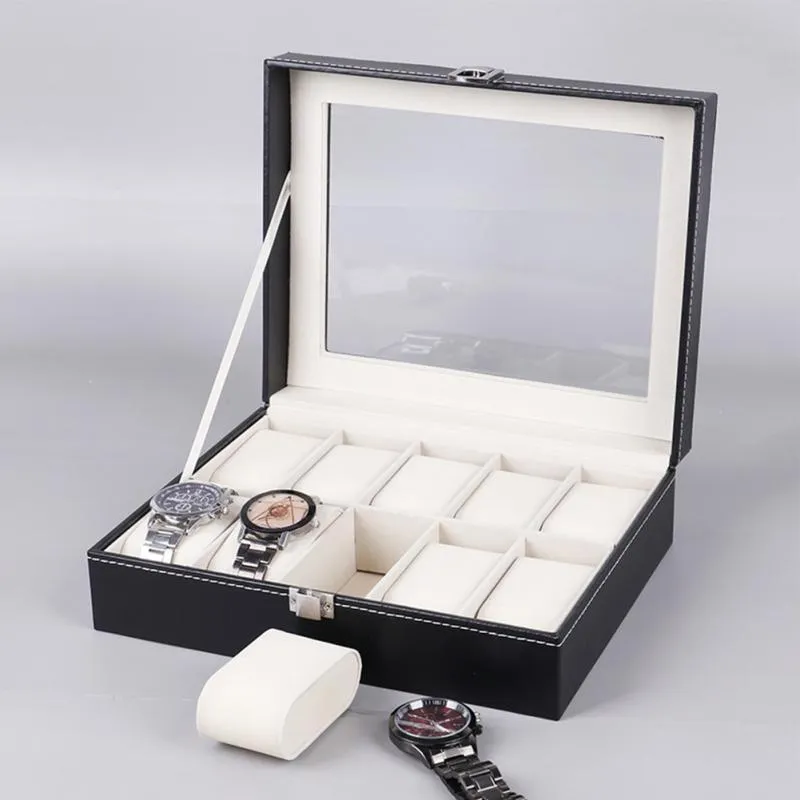 Watch Box 2 3 4 5 6 8 10 Grids PU Leather Case Jewelry Storage Packaging Organizer Display 220624