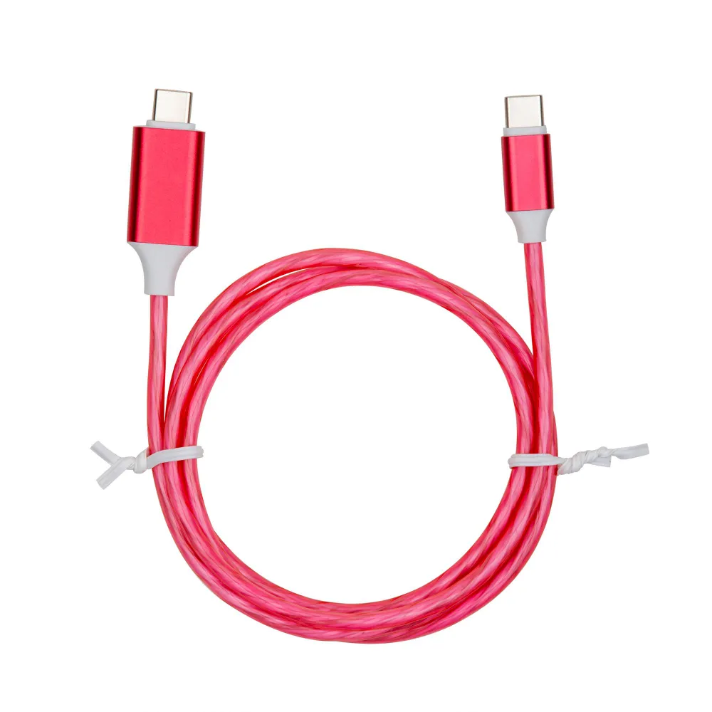 LED LED USB Type C إلى Cable USB-C PD شحن سريع كابلات بيانات USBC لـ Huawei Xiaomi Samsung Type-C سلك