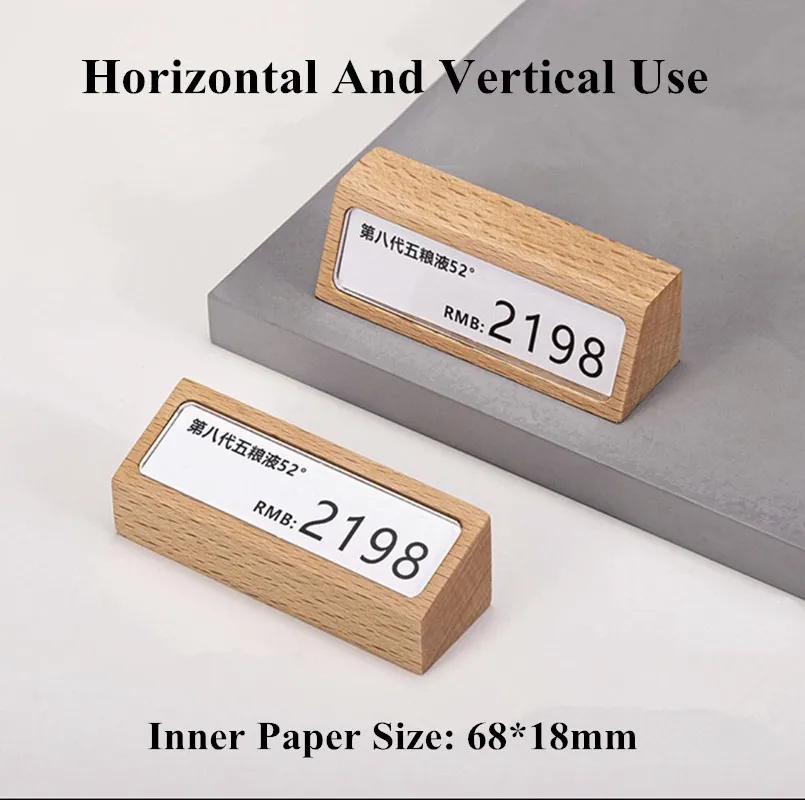 68x18mm bois Mini étiquette de prix porte-papier présentoir porte-affiche stockage organisateur étiquettes de carte de prix