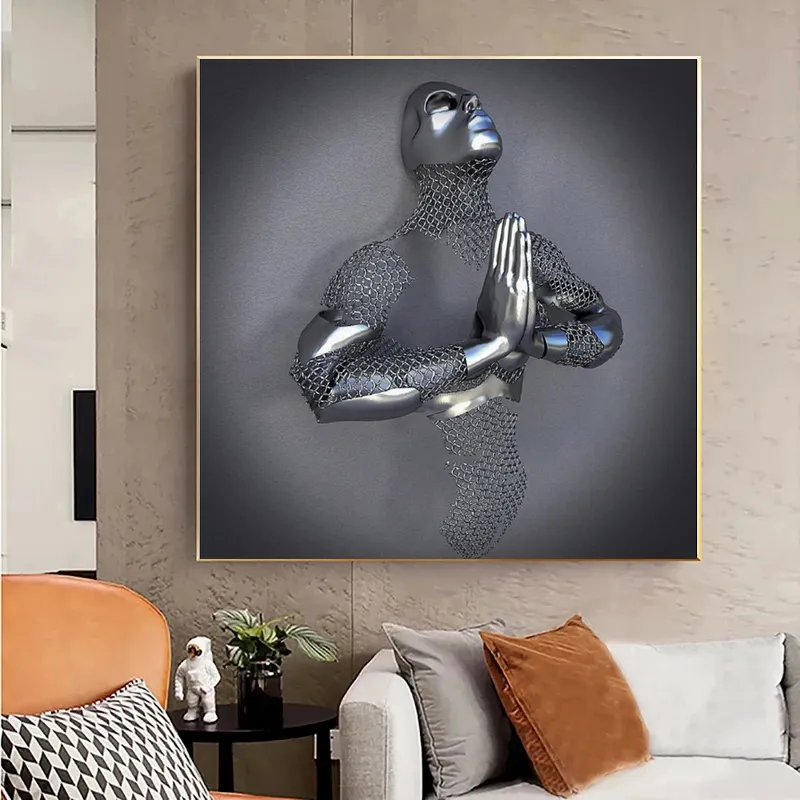 Romantic Abstract Art Murals Wall Art Posters Metal Figure Statue Canvas Paintings Posters Pictures Living Room Hotel Home Decor