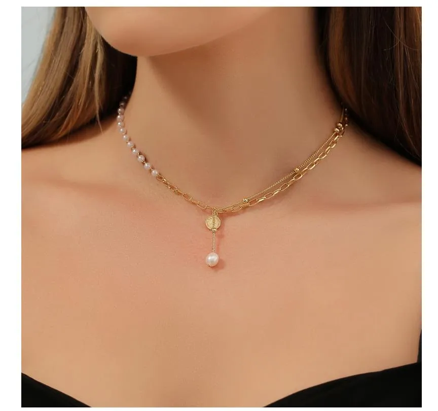 Collares colgantes de moda bucemia imitación perla collar de perlas personalidad accesorios de joyería de cola de ballena